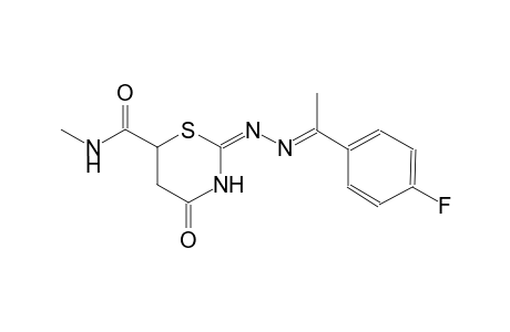 (2E)-2-{(2E)-2-[1-(4-fluorophenyl)ethylidene]hydrazono}-N-methyl-4-oxo-1,3-thiazinane-6-carboxamide