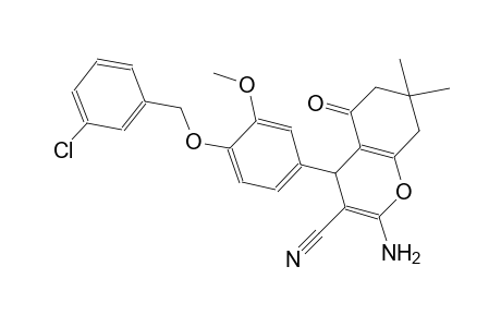 2-amino-4-{4-[(3-chlorobenzyl)oxy]-3-methoxyphenyl}-7,7-dimethyl-5-oxo-5,6,7,8-tetrahydro-4H-chromene-3-carbonitrile