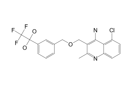 4-AMINO-5-CHLORO-2-METHYL-3-(3-TRIFLUOROACETYLBENZYLOXYMETHYL)-QUINOLINE;HYDRATED-KETONE
