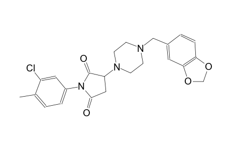 3-[4-(1,3-benzodioxol-5-ylmethyl)-1-piperazinyl]-1-(3-chloro-4-methylphenyl)-2,5-pyrrolidinedione