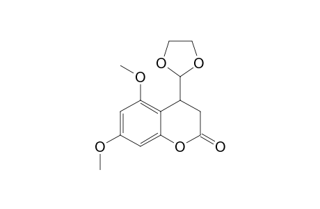 3,4-Dihydro-4-(1,3-dioxolan-2-yl)-5,7-dimethoxy-1(2H)-benzopyran-2-one