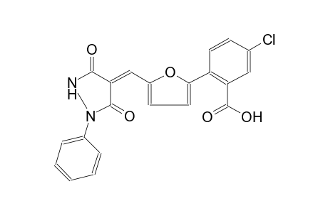 5-chloro-2-{5-[(Z)-(3,5-dioxo-1-phenyl-4-pyrazolidinylidene)methyl]-2-furyl}benzoic acid