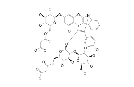 NUDICAULIN-VII;19-(4-HYDROXYPHENYL)-10H-1,10-ETHENOCHROMENO-[2,3-B]-INDOLE-6,8,18-TRIOL-6-O-BETA-[(6-O-MALONYL)-GLUCOPYRANOSYL]-18-O-BETA-[(6-O-MALONYL)-SOPHOR