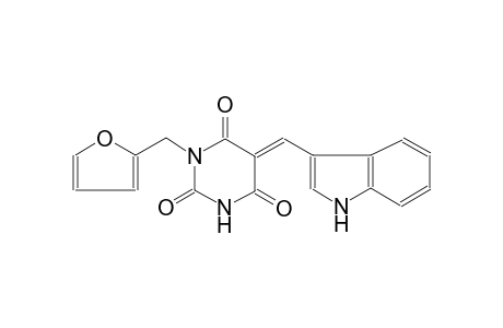 2,4,6(1H,3H,5H)-pyrimidinetrione, 1-(2-furanylmethyl)-5-(1H-indol-3-ylmethylene)-, (5E)-