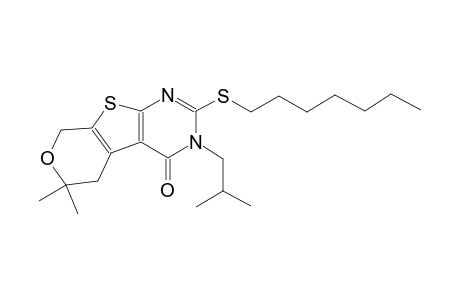 2-(heptylsulfanyl)-3-isobutyl-6,6-dimethyl-3,5,6,8-tetrahydro-4H-pyrano[4',3':4,5]thieno[2,3-d]pyrimidin-4-one