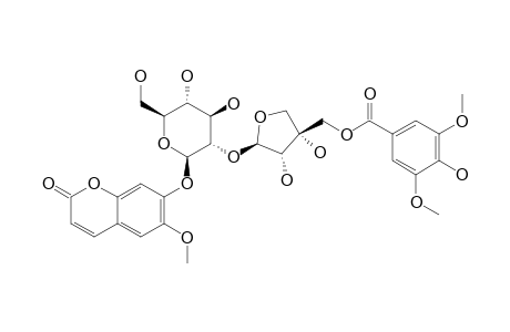 ERYCIBOSIDE_C;7-O-[2-O-(5-O-SYRINGOYL-BETA-D-APIOFURANOSYL)-BETA-D-GLUCOPYRANOSYL]-6-METHOXYCOUMARIN