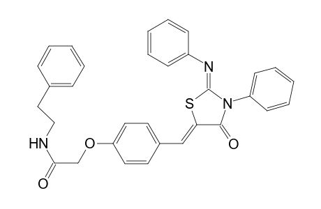 2-(4-{(Z)-[(2Z)-4-oxo-3-phenyl-2-(phenylimino)-1,3-thiazolidin-5-ylidene]methyl}phenoxy)-N-(2-phenylethyl)acetamide