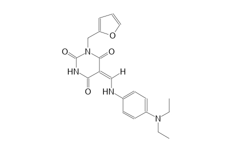 (5E)-5-{[4-(diethylamino)anilino]methylene}-1-(2-furylmethyl)-2,4,6(1H,3H,5H)-pyrimidinetrione