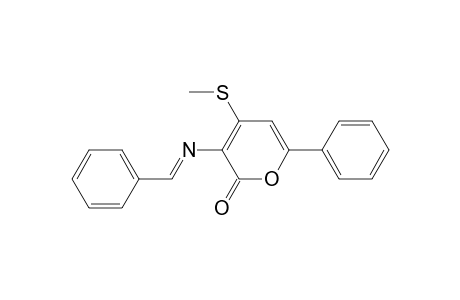 2H-Pyran-2-one, 4-(methylthio)-6-phenyl-3-[(phenylmethylene)amino]-