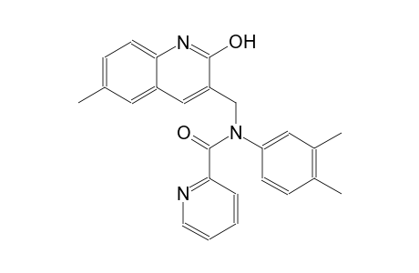 N-(3,4-dimethylphenyl)-N-[(2-hydroxy-6-methyl-3-quinolinyl)methyl]-2-pyridinecarboxamide