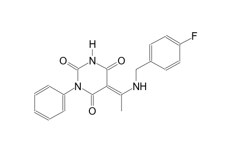 (5E)-5-{1-[(4-fluorobenzyl)amino]ethylidene}-1-phenyl-2,4,6(1H,3H,5H)-pyrimidinetrione