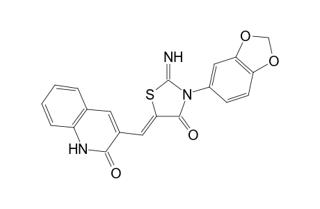 (5Z)-2-azanylidene-3-(1,3-benzodioxol-5-yl)-5-[(2-oxidanylidene-1H-quinolin-3-yl)methylidene]-1,3-thiazolidin-4-one