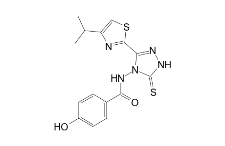 4-Hydroxy-N-(3-(4-isopropylthiazol-2-yl)-5-thioxo-1H-1,2,4-triazol-4(5H)-yl)benzamide