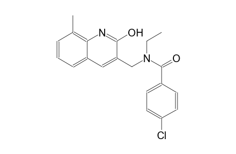 4-chloro-N-ethyl-N-[(2-hydroxy-8-methyl-3-quinolinyl)methyl]benzamide