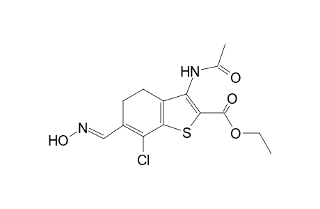 Benzothiophene-2-carboxilic acid, 4, 5-dihydro-3-acetylamino-7-chloro-6-hydroximino-, ethyl ester-