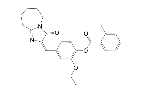 2-ethoxy-4-[(E)-(3-oxo-6,7,8,9-tetrahydro-3H-imidazo[1,2-a]azepin-2(5H)-ylidene)methyl]phenyl 2-methylbenzoate