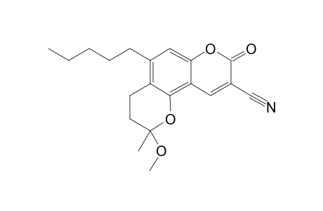 2H,8H-Benzo[1,2-b:3,4-b']dipyran-9-carbonitrile, 3,4-dihydro-2-methoxy-2-methyl-8-oxo-5-pentyl-, (.+-.)-