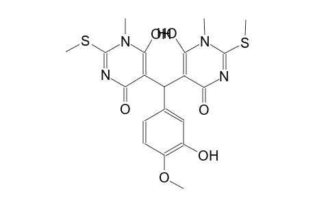 6-hydroxy-5-{(3-hydroxy-4-methoxyphenyl)[6-hydroxy-1-methyl-2-(methylsulfanyl)-4-oxo-1,4-dihydro-5-pyrimidinyl]methyl}-1-methyl-2-(methylsulfanyl)-4(1H)-pyrimidinone