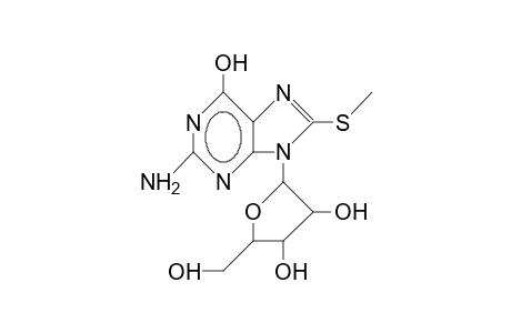 2-amino-9-((2R,3R,4S,5R)-3,4-dihydroxy-5-(hydroxymethyl)tetrahydrofuran-2-yl)-8-(methylthio)-1H-purin-6(9H)-one