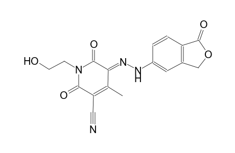 (5E)-1-(2-hydroxyethyl)-4-methyl-2,6-dioxo-5-[(1-oxo-1,3-dihydro-2-benzofuran-5-yl)hydrazono]-1,2,5,6-tetrahydro-3-pyridinecarbonitrile