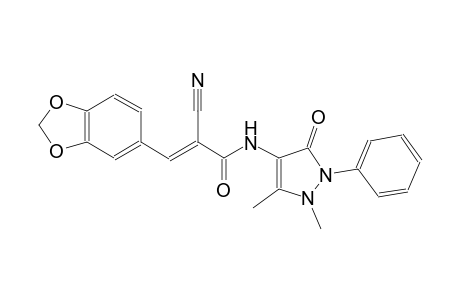 (2E)-3-(1,3-benzodioxol-5-yl)-2-cyano-N-(1,5-dimethyl-3-oxo-2-phenyl-2,3-dihydro-1H-pyrazol-4-yl)-2-propenamide