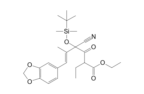 Ethyl (E)-6-(benzo[d][1,3]dioxol-5-yl)-4-((tert-butyldimethylsilyl)oxy)-4-cyano-2-ethyl-5-methyl-3-oxohex-5-enoate