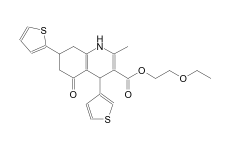 2-Ethoxyethyl 2-methyl-5-oxidanylidene-7-thiophen-2-yl-4-thiophen-3-yl-4,6,7,8-tetrahydro-1H-quinoline-3-carboxylate