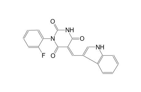 (5E)-1-(2-fluorophenyl)-5-(1H-indol-3-ylmethylene)-2,4,6(1H,3H,5H)-pyrimidinetrione