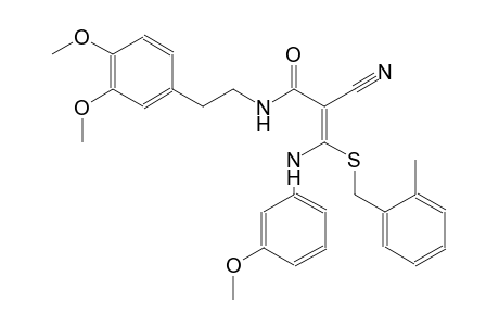 2-propenamide, 2-cyano-N-[2-(3,4-dimethoxyphenyl)ethyl]-3-[(3-methoxyphenyl)amino]-3-[[(2-methylphenyl)methyl]thio]-, (2E)-