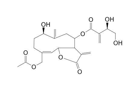 15-Acetoxy-8.alpha.-(3',4'-dihydroxy-2'-methylenebutanoyloxy)-1.beta.-hydroxy-7.alpha.-H,6.beta.-H-germacra-4,10(14),11(13)-trien-12,6-olide