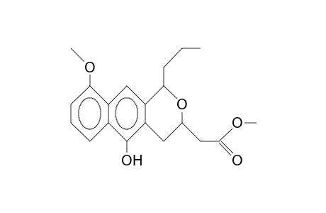 (1RS, 3RS)-(3,4-Dihydro-10-hydroxy-8-methoxy-1-propyl-1H-2-oxa-3-anthryl)-acetic acid, methyl ester