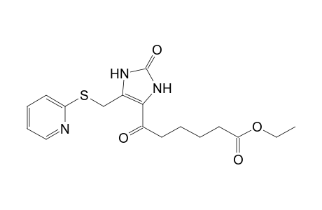 Hexanoic acid, 6-oxo-6-[5-(2-pyridylthiomethyl)-2-oxo-4-imidazolinyl]-, ethyl ester