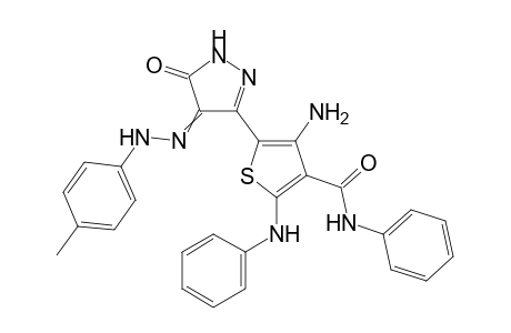 4-Amino-5-(5-oxo-4-(2-(4-tolyl)hydrazono)-4,5-dihydro-1H-pyrazol-3-yl)-N-phenyl-2-(phenylamino)thiophene-3-carboxamide