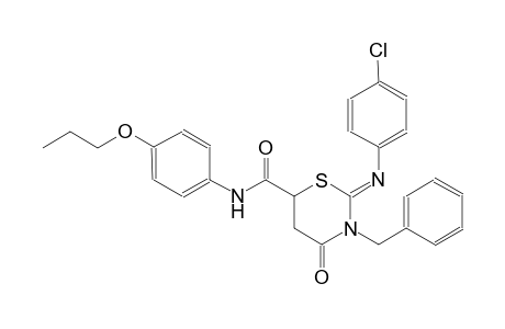 (2Z)-3-benzyl-2-[(4-chlorophenyl)imino]-4-oxo-N-(4-propoxyphenyl)tetrahydro-2H-1,3-thiazine-6-carboxamide