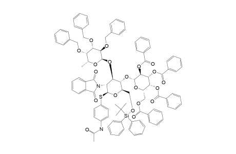 #7;4-NITROPHENYL_2,3,4,6-TETRA-O-BENZOYL-BETA-D-GALACTOPYRANOSYL-(1->4)-[2,3,4-TRI-O-BENZYL-ALPHA-L-FUCOPYRANOSYL-(1->3)]-2-PHTHALIMIDO-6-O-TERT.-BUTYLDIPHENYL