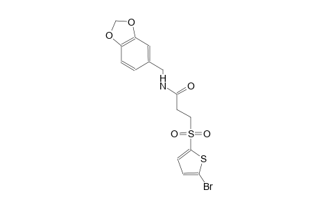 N-(1,3-benzodioxol-5-ylmethyl)-3-[(5-bromo-2-thienyl)sulfonyl]propanamide