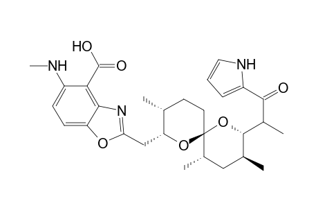 4-Benzoxazolecarboxylic acid, 5-(methylamino)-2-((3,9,11-trimethyl-8-(1-methyl-2-oxo-2-(1H-pyrrol-2-yl)ethyl)-1,7-dioxaspiro(5.5)undec-2-yl)methyl)-, (6S-(6alpha(2S*,3S*),8beta(R*),9beta,11alpha))-