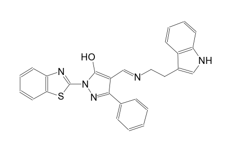 1-(1,3-benzothiazol-2-yl)-4-((E)-{[(E)-2-(1H-indol-3-yl)ethyl]imino}methyl)-3-phenyl-1H-pyrazol-5-ol