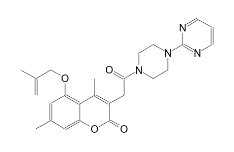 2H-1-benzopyran-2-one, 4,7-dimethyl-5-[(2-methyl-2-propenyl)oxy]-3-[2-oxo-2-[4-(2-pyrimidinyl)-1-piperazinyl]ethyl]-