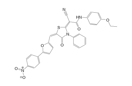 (2E)-2-cyano-N-(4-ethoxyphenyl)-2-((5E)-5-{[5-(4-nitrophenyl)-2-furyl]methylene}-4-oxo-3-phenyl-1,3-thiazolidin-2-ylidene)ethanamide