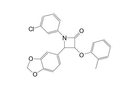 4-(1,3-Benzodioxol-5-yl)-1-(3-chlorophenyl)-3-(2-methylphenoxy)-2-azetidinone