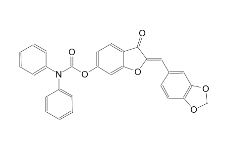 carbamic acid, diphenyl-, (2Z)-2-(1,3-benzodioxol-5-ylmethylene)-2,3-dihydro-3-oxobenzofuranyl ester