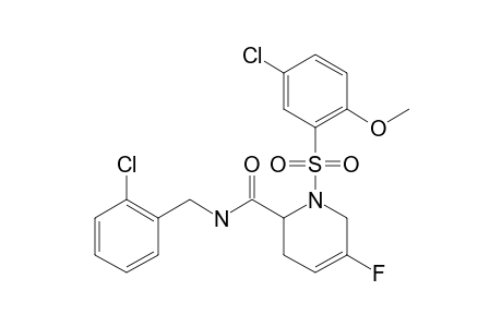 N-(2-CHLOROBENZYL)-1-(5-CHLORO-2-METHOXYPHENYLSULFONYL)-5-FLUORO-1,2,3,6-TETRAHYDROPYRIDINE-2-CARBOXAMIDE