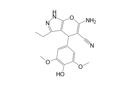 pyrano[2,3-c]pyrazole-5-carbonitrile, 6-amino-3-ethyl-1,4-dihydro-4-(4-hydroxy-3,5-dimethoxyphenyl)-