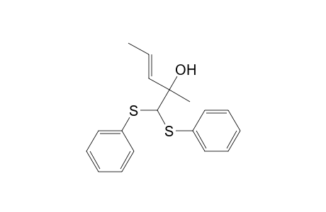 2-[bis-(phenylthio)methyl]pent-3-en-2-ol
