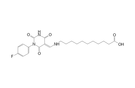 11-{[(E)-(1-(4-fluorophenyl)-2,4,6-trioxotetrahydro-5(2H)-pyrimidinylidene)methyl]amino}undecanoic acid
