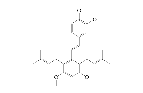 Artochamin G [(E)-4-[3-hydroxy-5-methoxy-2,6-bis(3-methylbut-2-enyl)styryl]benzene-1,2-diol]