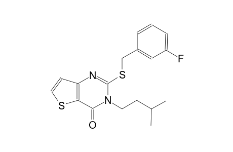 thieno[3,2-d]pyrimidin-4(3H)-one, 2-[[(3-fluorophenyl)methyl]thio]-3-(3-methylbutyl)-