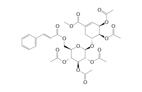 1-Cyclohexene-1-carboxylic acid, 3,4-dihydroxy-5-[[6-o-[(2E)-1-oxo-3-phenyl-2-propen-1-yl]-.beta.-D-glucopyranosyl]oxy]-, methyl ester, (3R,4R,5R)-, pentaacetate