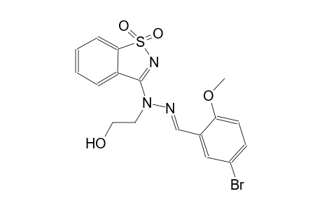 benzaldehyde, 5-bromo-2-methoxy-, (1,1-dioxido-1,2-benzisothiazol-3-yl)(2-hydroxyethyl)hydrazone